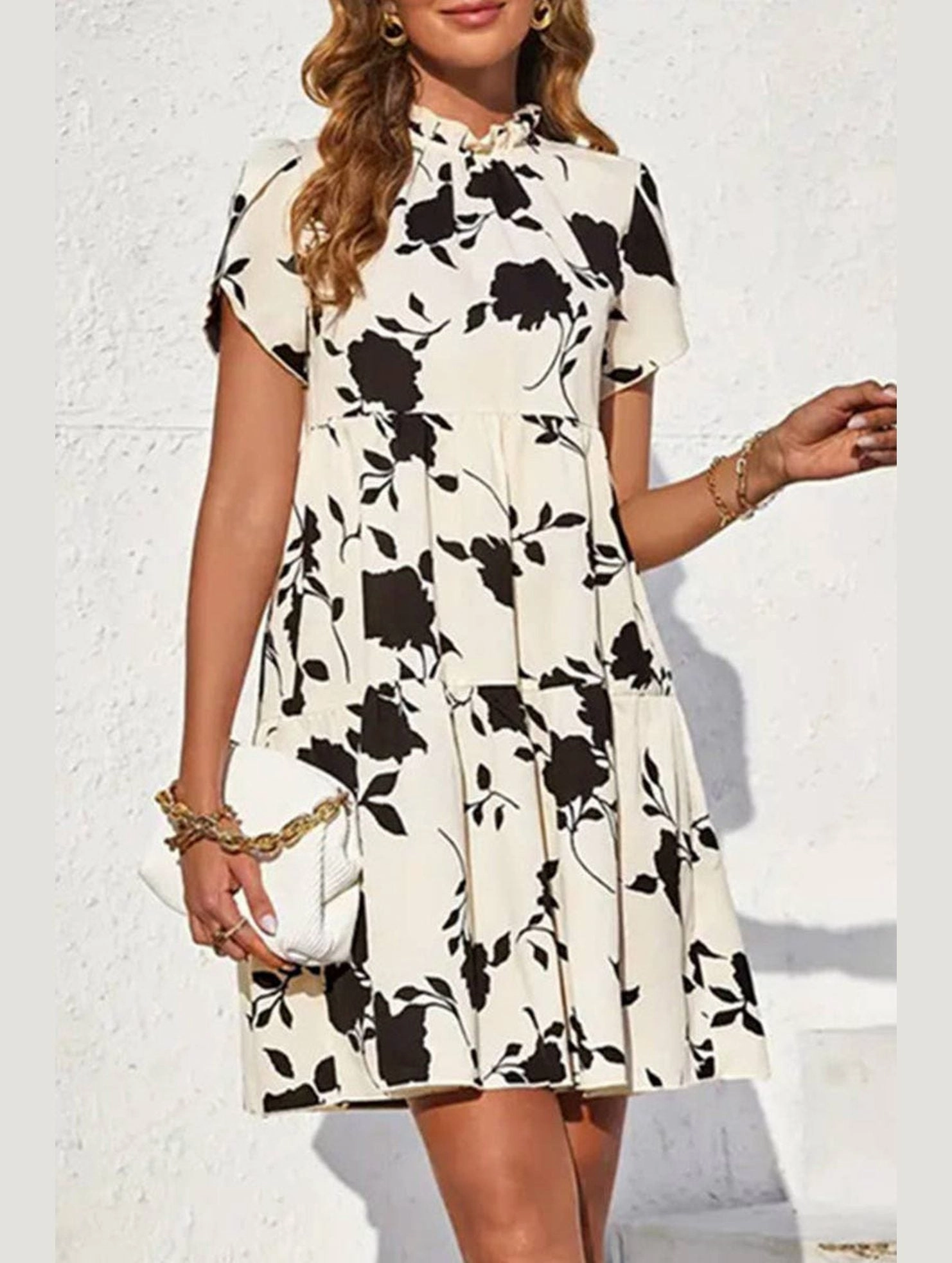 City Style DOLL COLLAR DRESS WITH WOODEN EARS_CWDSD3556