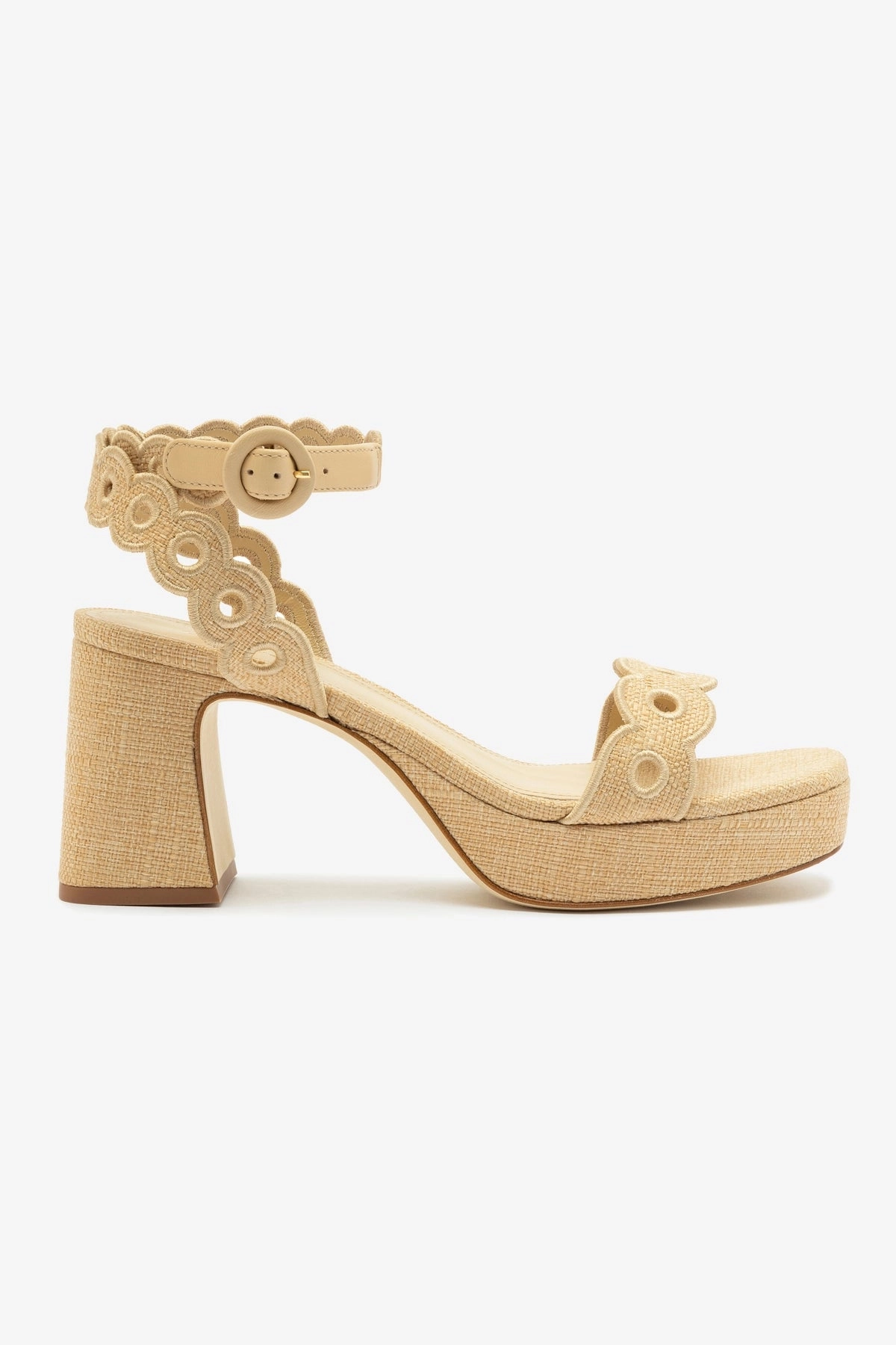 Dolly Broderie Low Sandal In Beige Raffia Travel Water Drainage Channels