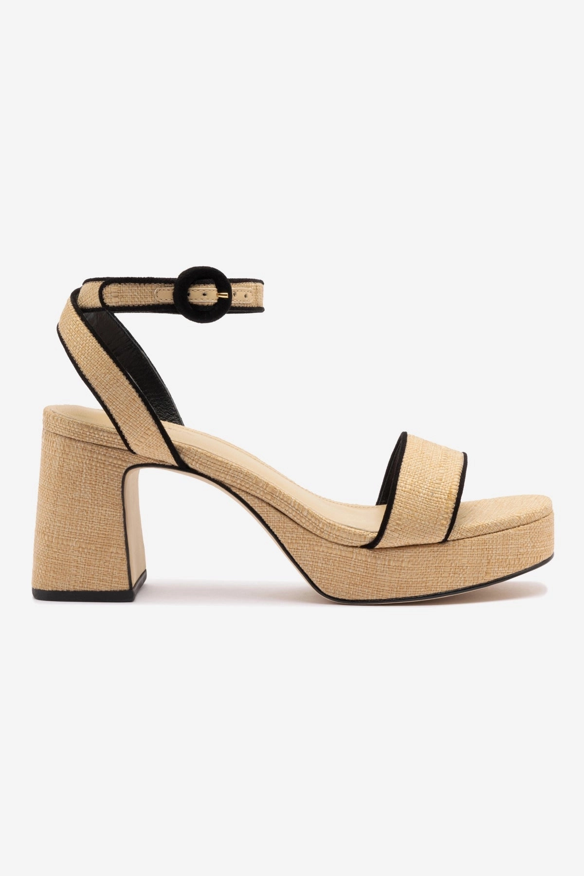Dolly Low Sandal In Beige Raffia and Black Trimming Breathable Shoes