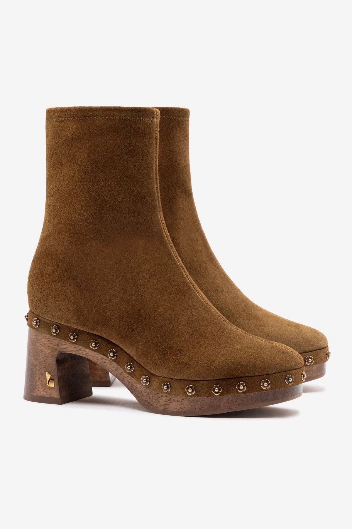 Arch Support System Sturdy Dolly Low Wooden In Russet Suede