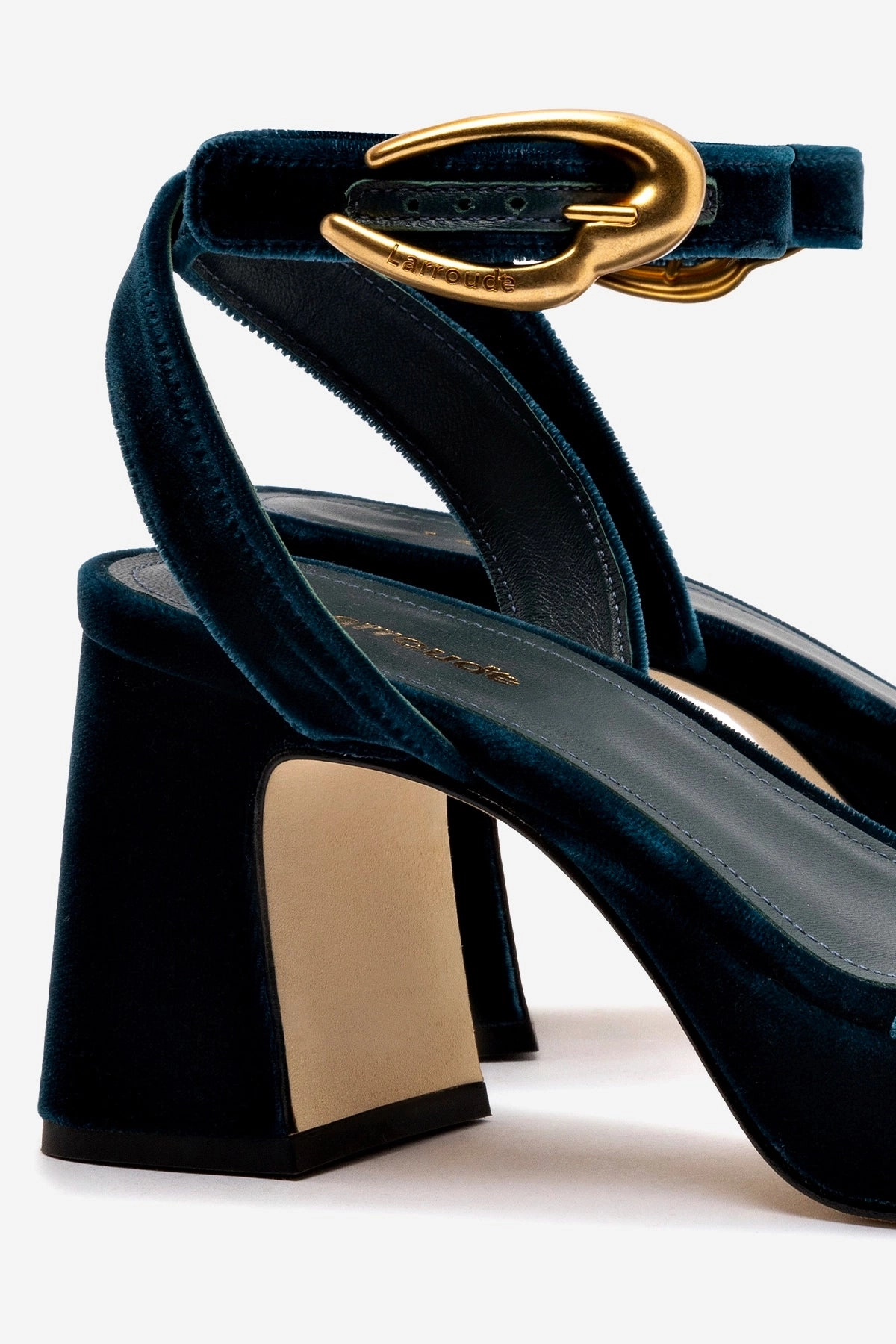 Dolly Verona Low Sandal In Deepsea Velvet Ankle Strap Seamless lining
