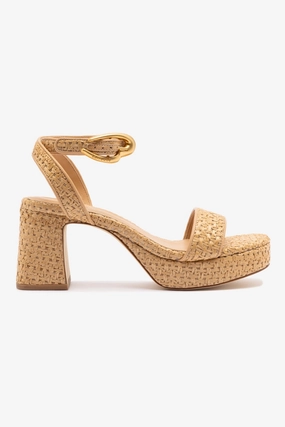 Dolly Verona Low Sandal In Natural Raffia and Beige Leather Stretchable
