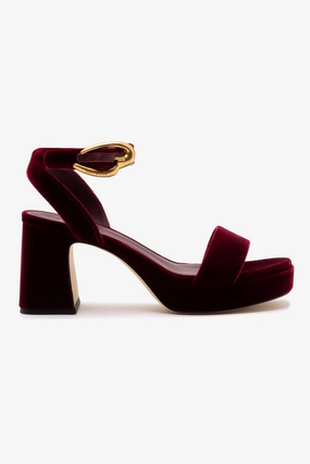 Dolly Verona Low Sandal In Wine Velvet Durable Outsole