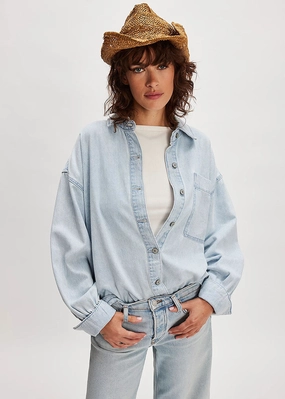 FoldableFeature Scoop Neck Shape Ashley Denim Shirt - Classic Blue Wash