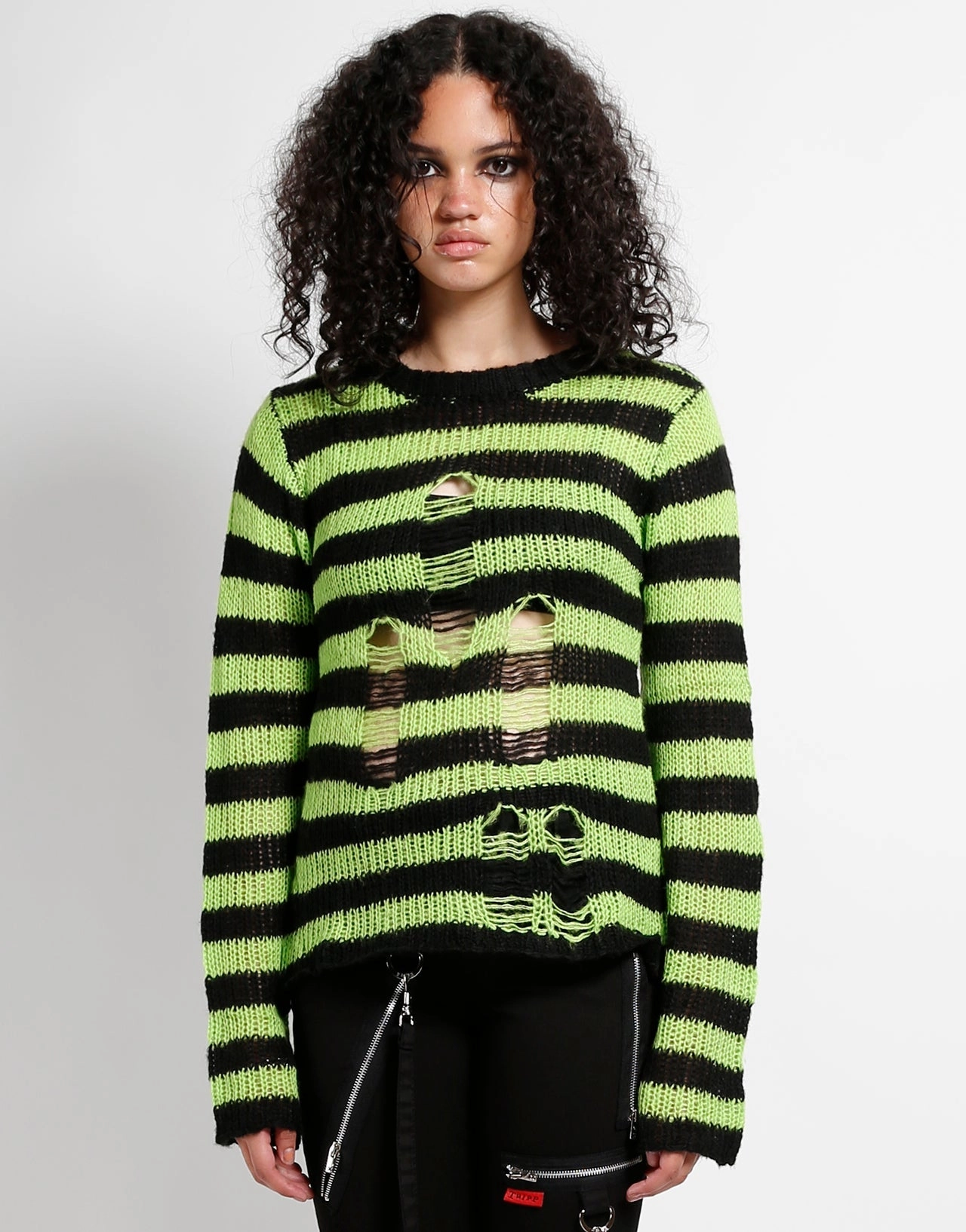 RAG STRIPE SWEATER LIME AllDaySoftness