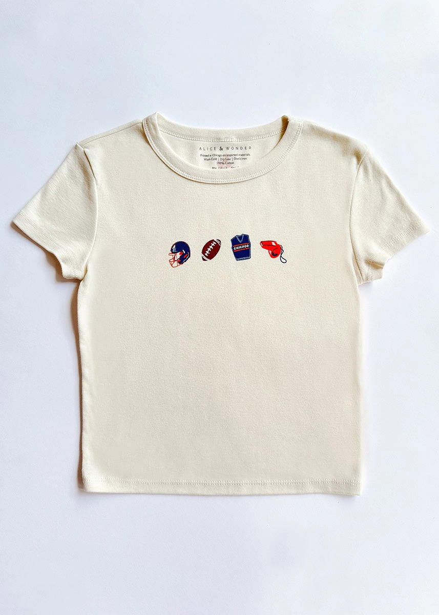 Chicago Football Icons Baby Tee WrinkleResistantFinish GarmentWashedFinish