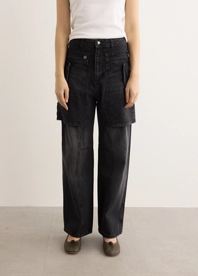 Reinforced Pockets Raptor Layered Wide-Leg Jeans