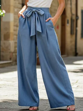 Comfy Movement Ripstop Reinforcement Draped High-Waisted Belted Trousers ?C Straight-Leg Fit