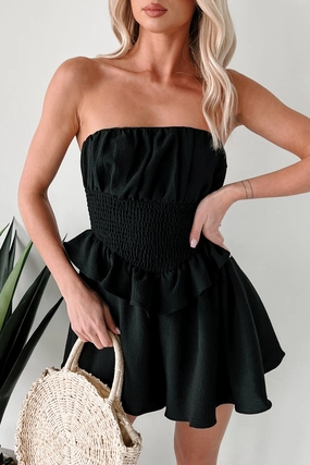 Travel Street Dreams In The Garden Strapless Romper (Black)