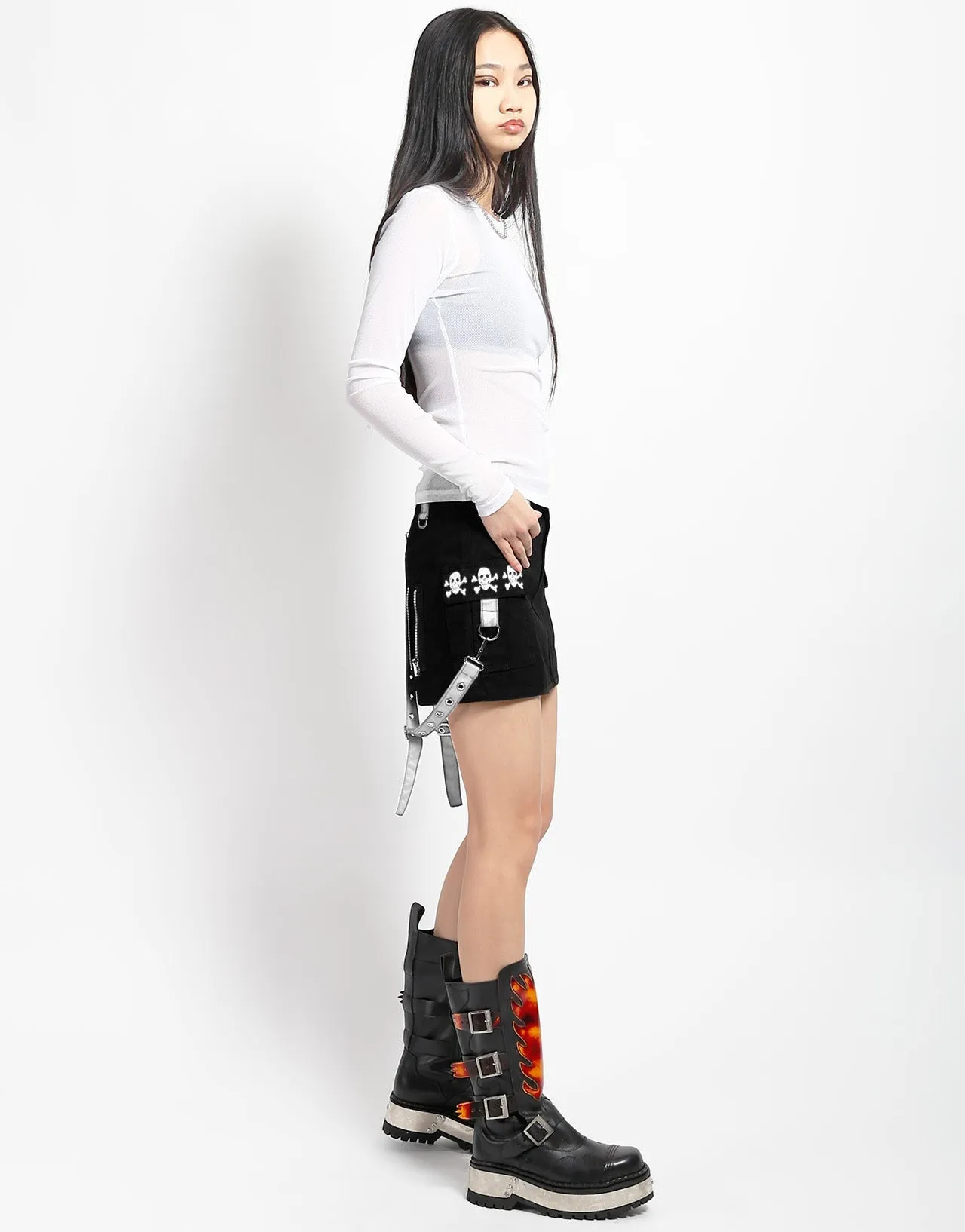 CARGO POCKET SKIRT WHITE Skinny Fit