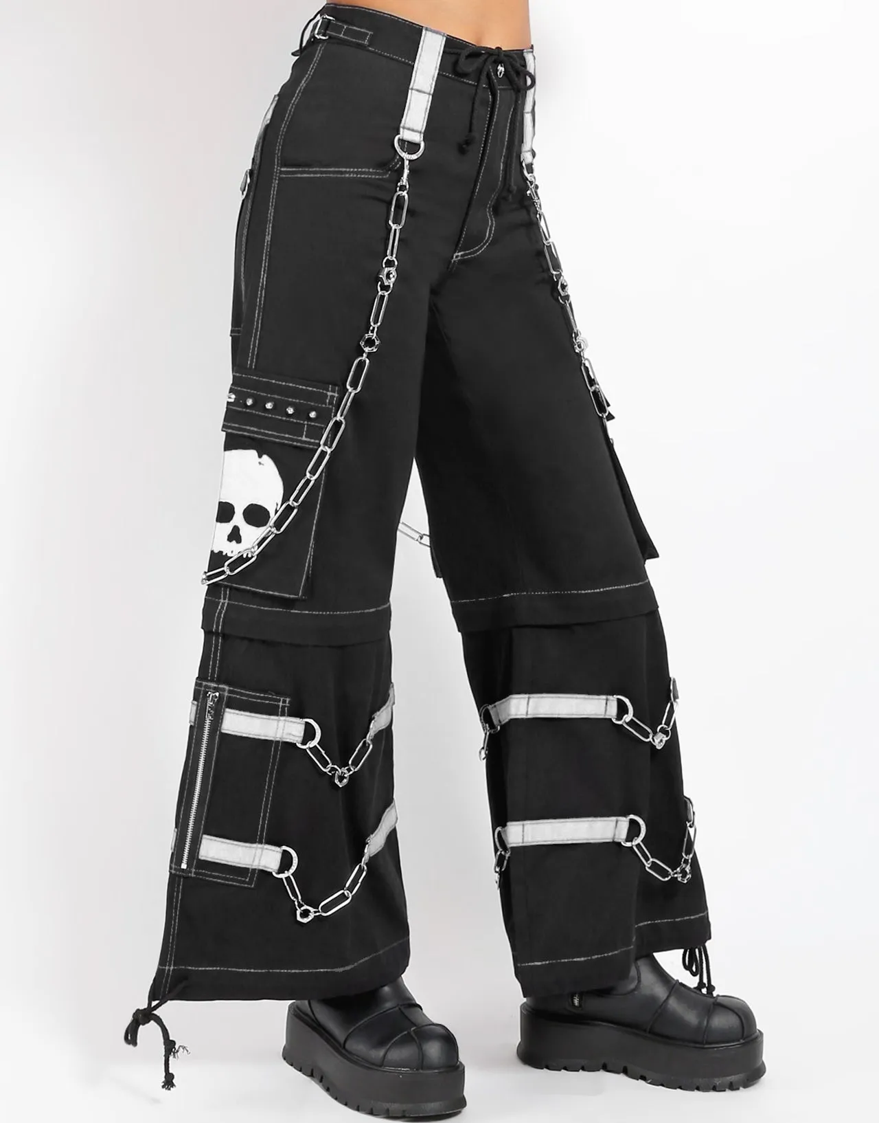 Static free Soft Wear SKULL ZIP OFF PANT WHITE