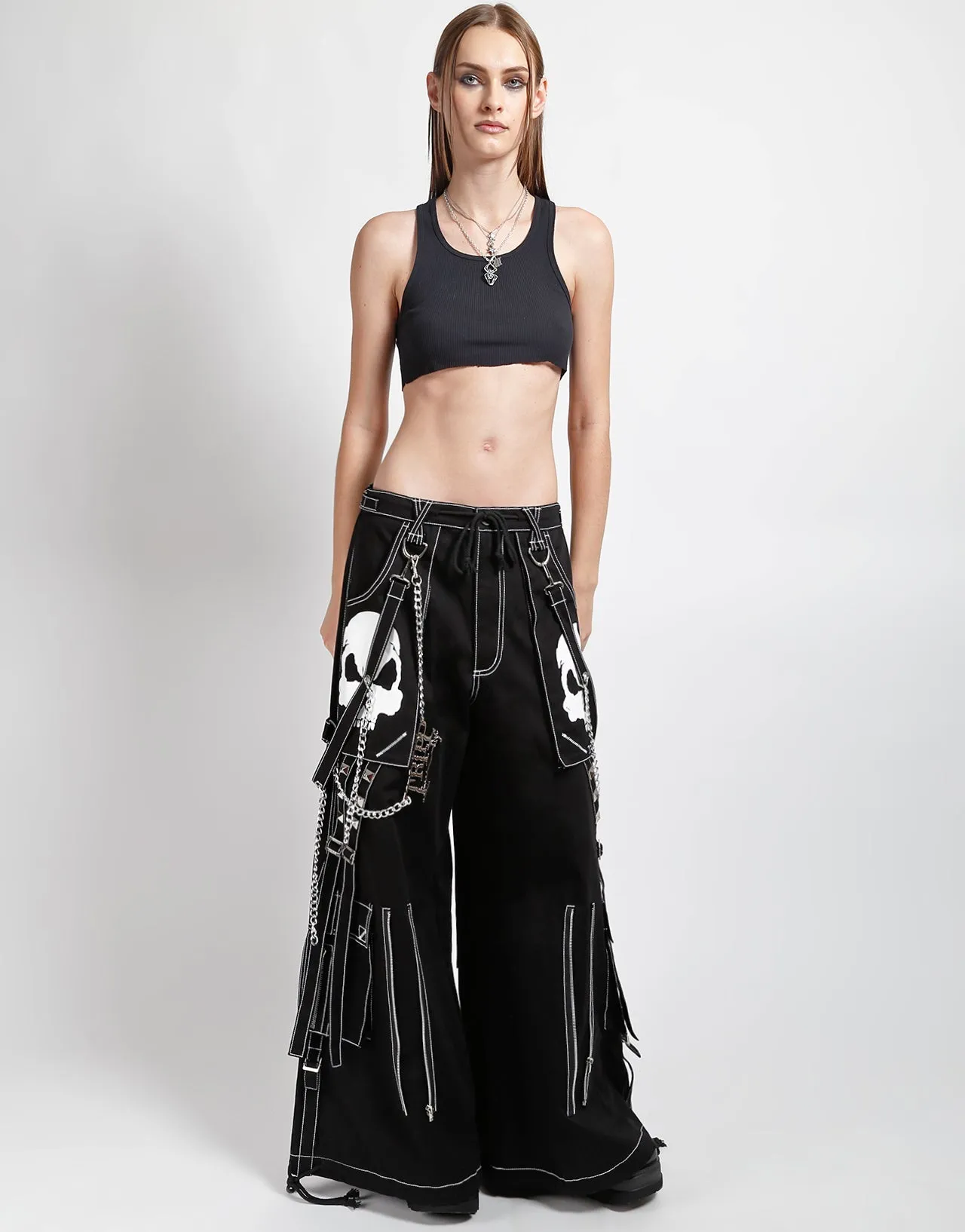 DOOM SKULL PANT WHITE Flattering Fit