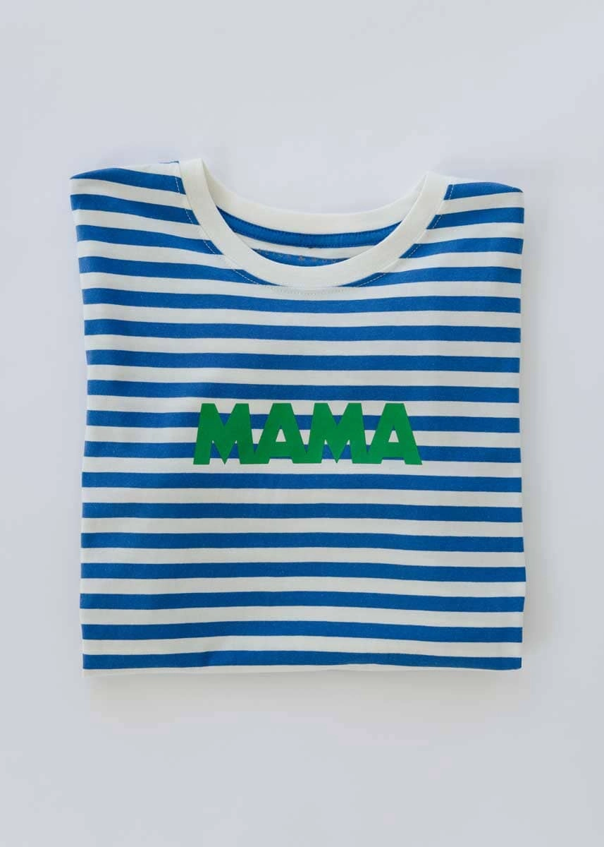 Layered Placket Design Low Profile Waistband Integration Mama Stripe Tee