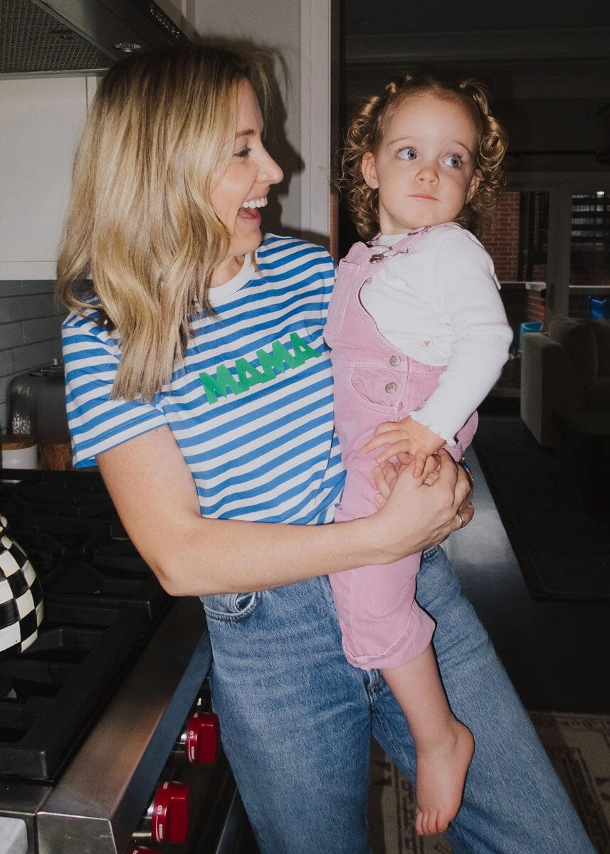 Durable Reinforced Elbows SeamFree Knitting Mama Stripe Tee