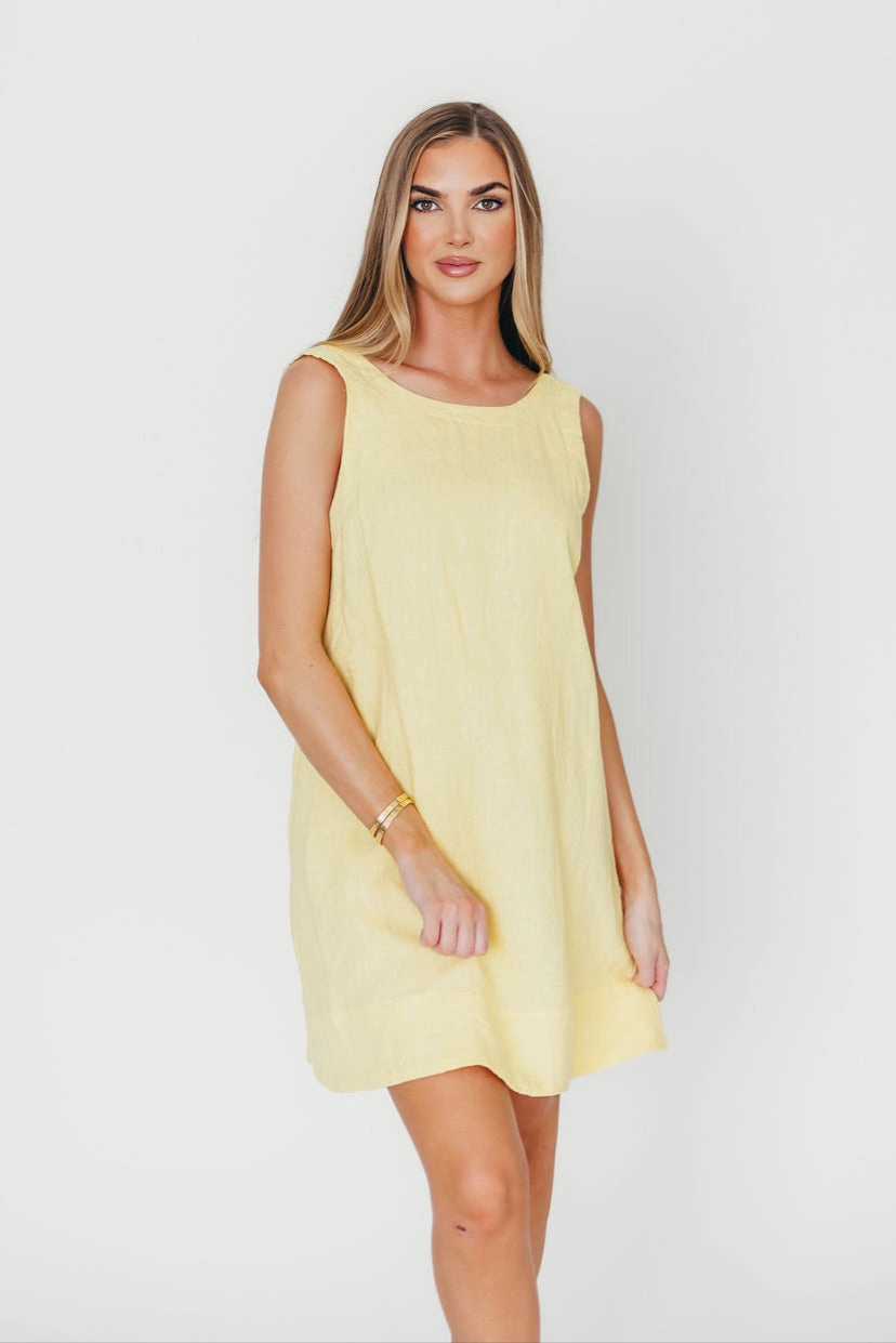 100% Linen Florence Mini Woven Dress in Pineapple *Final-Sale* Soul Warm Shared Moment