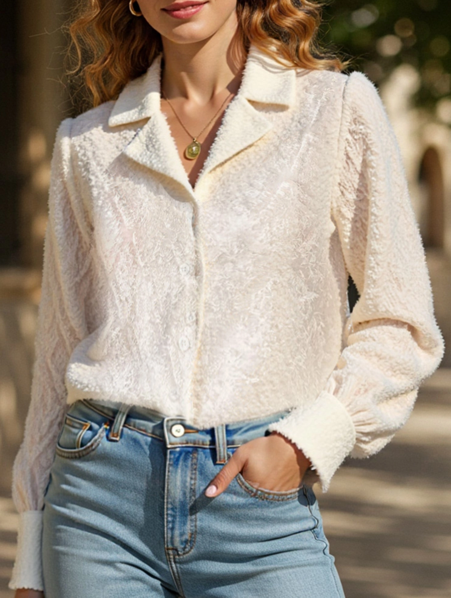 Layered Hemline Everyday Style Diamond check suit collar cardigan long-sleeved shirt