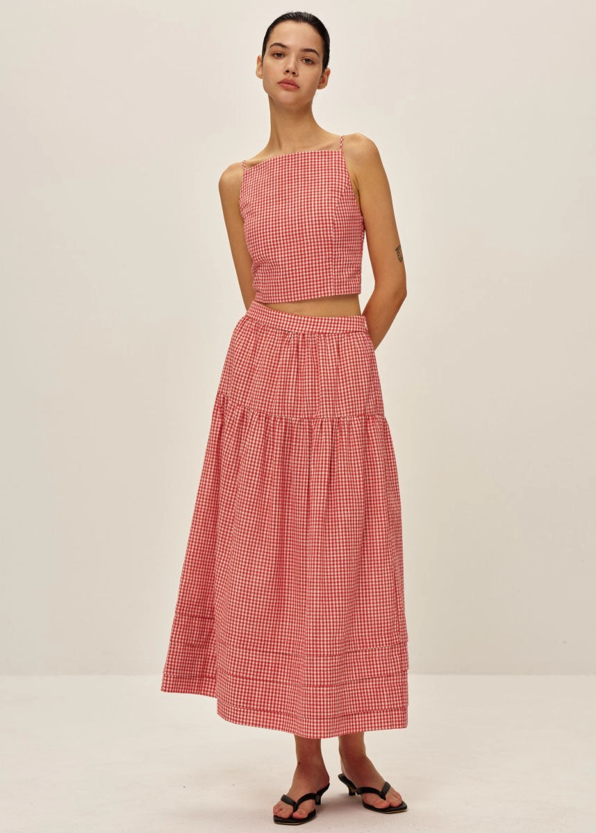 Minimalist Detailing Jamie Top - Red Gingham