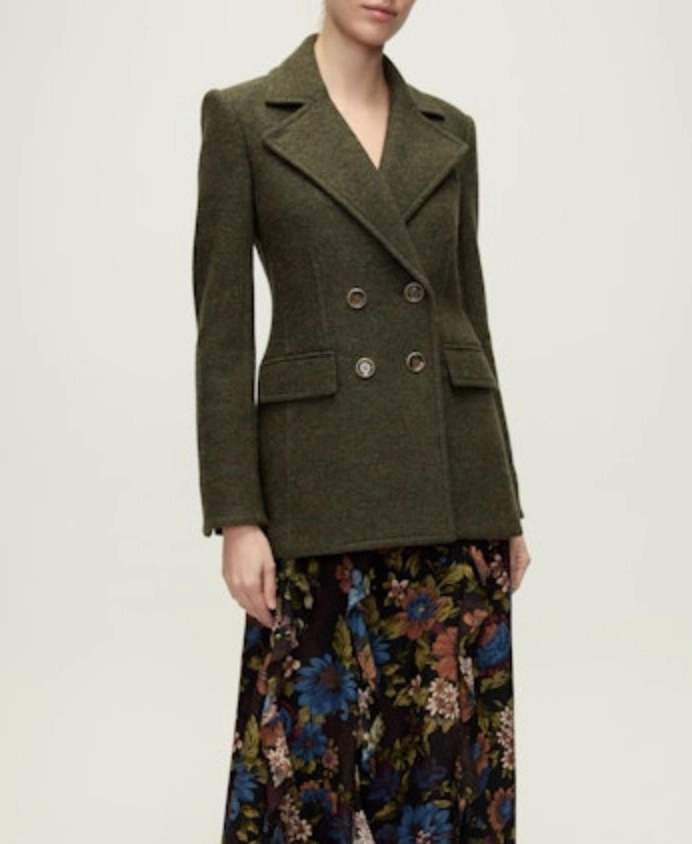 Checked Duran Wool Coat Cypress