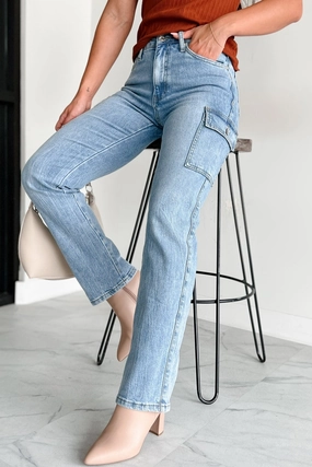 Cova High Rise Special A Cargo Jeans (Medium Dark) Weekend Getaway Stylish