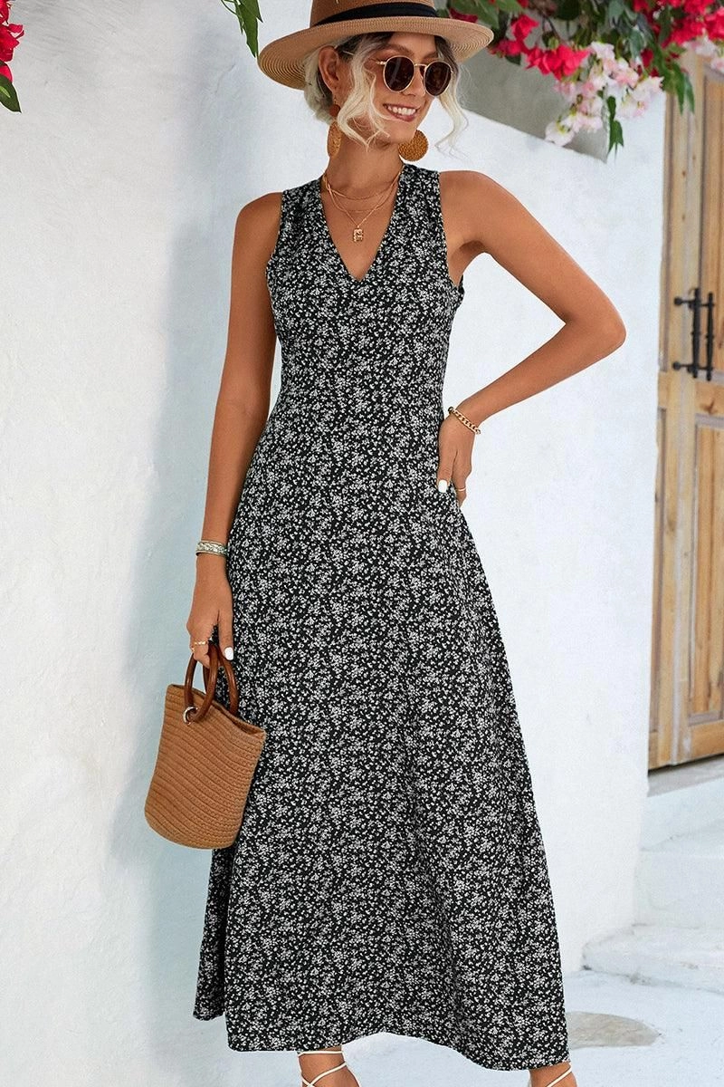 Breezy Fit Silky Mood CUT OUT BACK DETAILED PATTERNED WOMEN DRESS