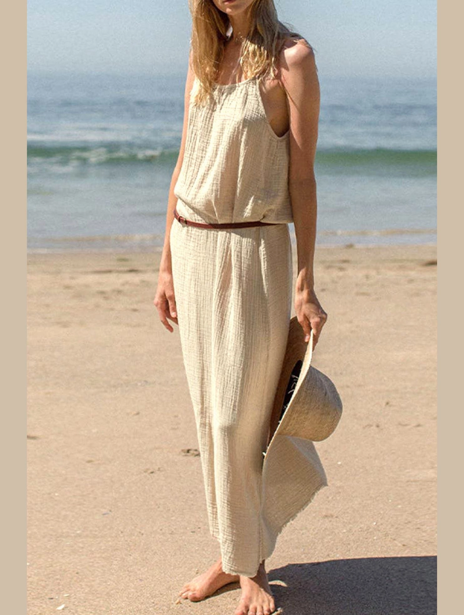 Light and Comfortable Comfy Wear DOUBLE COTTON COTTON GAUZE LONG DRESS_CWDMD2170