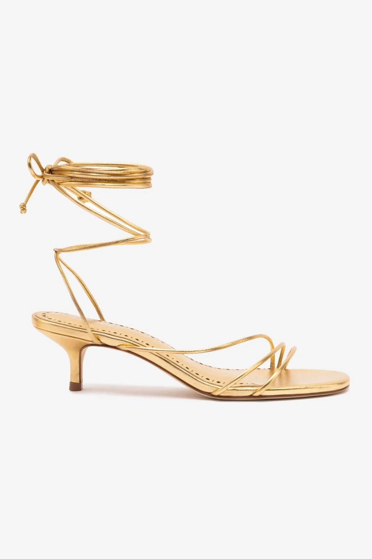 T Strap Sara Sandal In Gold Metallic Leather
