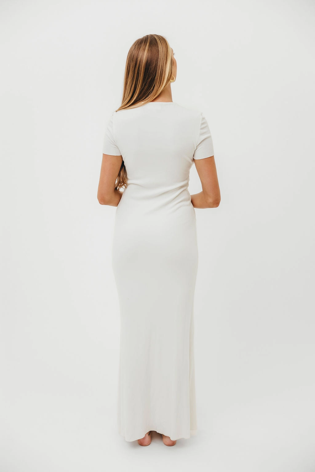 The Charlie Ribbed Maxi Dress in White - Bump Friendly *Final-Sale* Subtle Flex