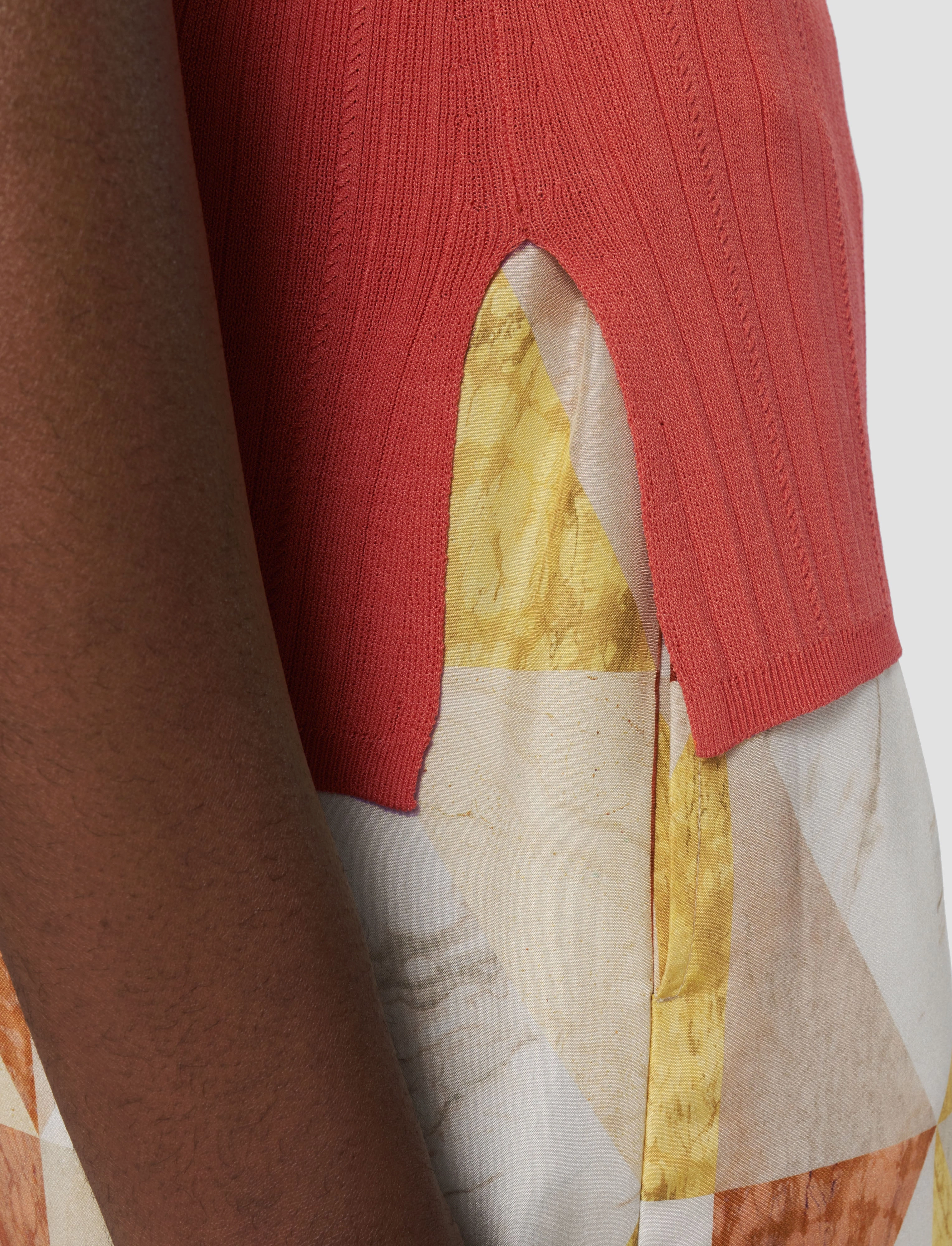 Viscose Rib Knit Polo Top Lightweight Open Weave