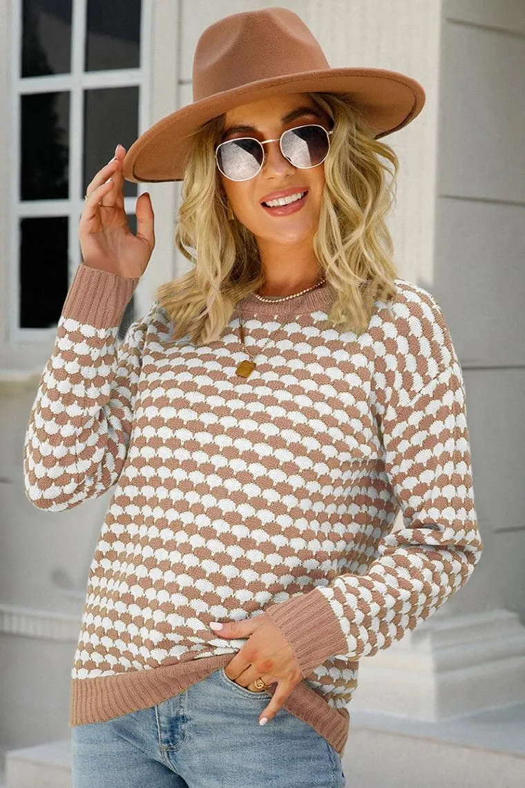 WOMENS PATTERNED ROUND NECK TOP Sublimation Printed Collar