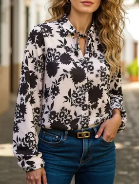 Women's Long Sleeve Floral Print Blouse ??Elegant & Feminine NoiseReduciting Zipper
