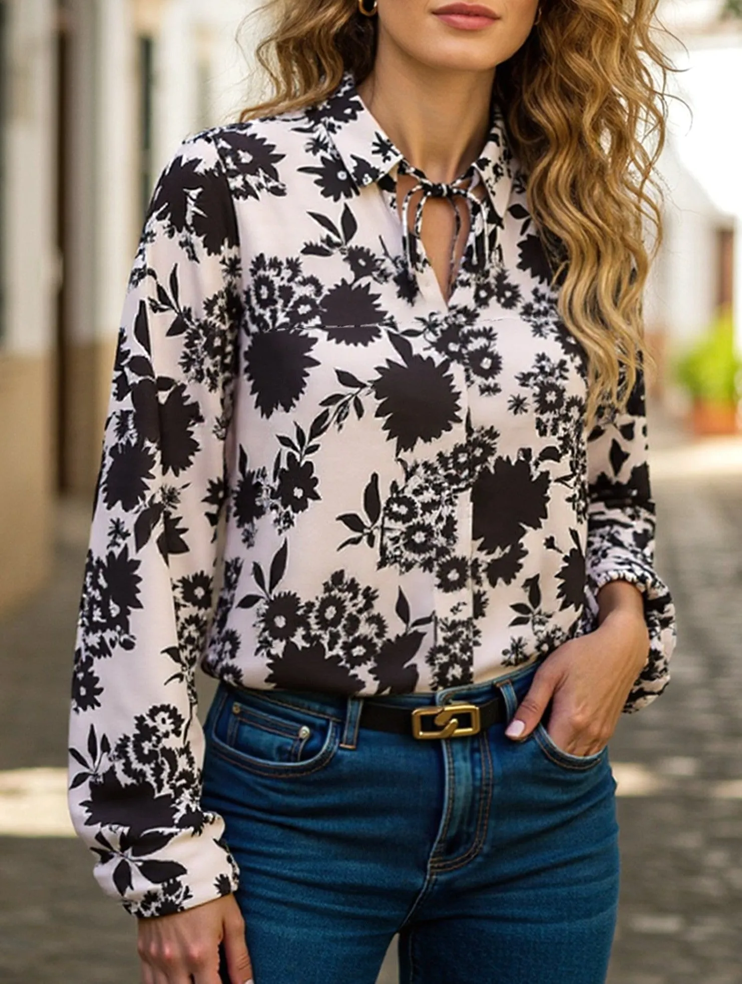 Women's Long Sleeve Floral Print Blouse ??Elegant & Feminine MoistureWicking