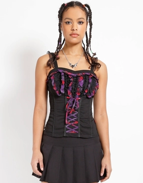 Petal Sleeve Architecture Ultrasoft Inner Lining RUFFLE PLAID LACEUP CORSET