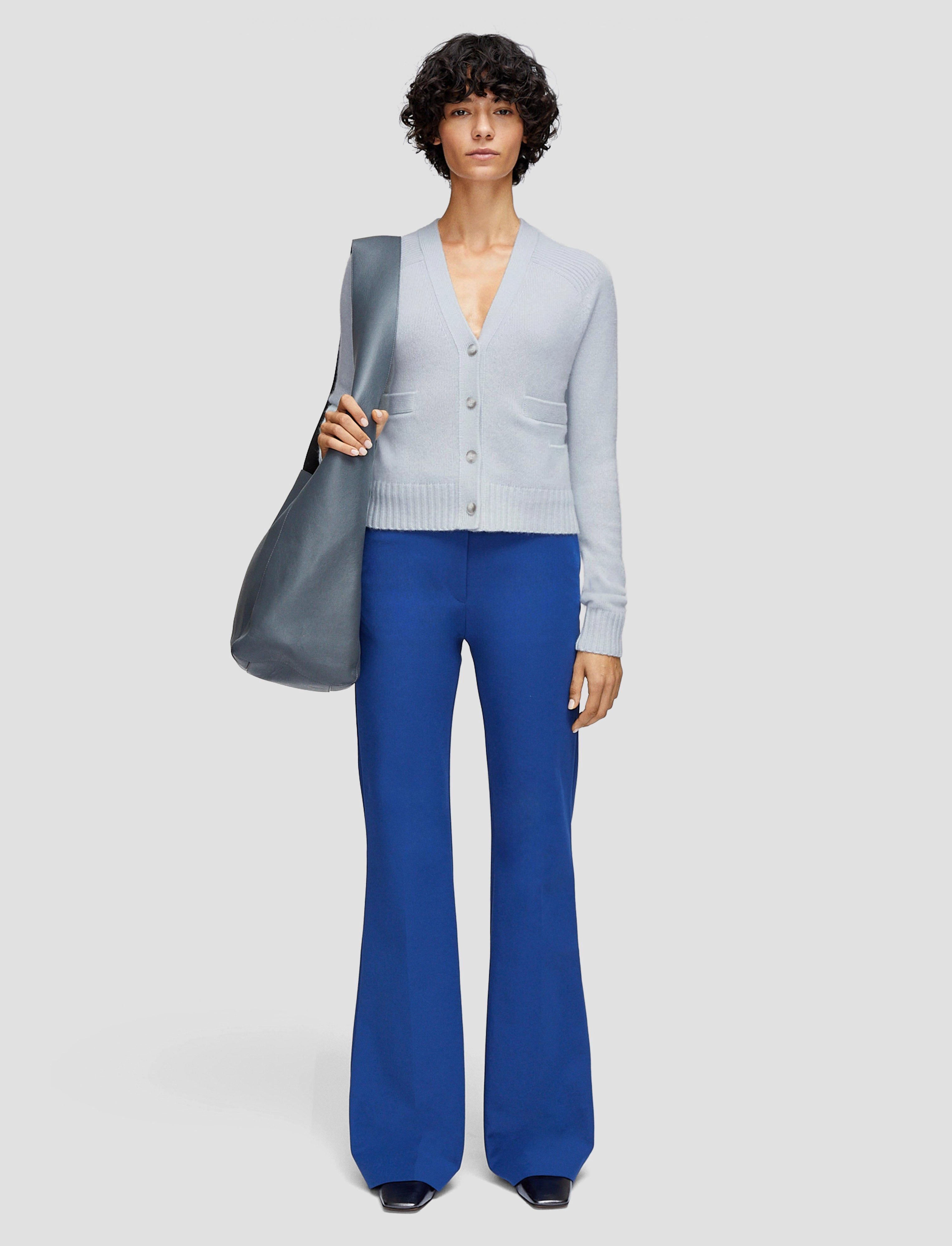 Open Cashmere Cardigan Stretch Knit Backing Flexible Waistband