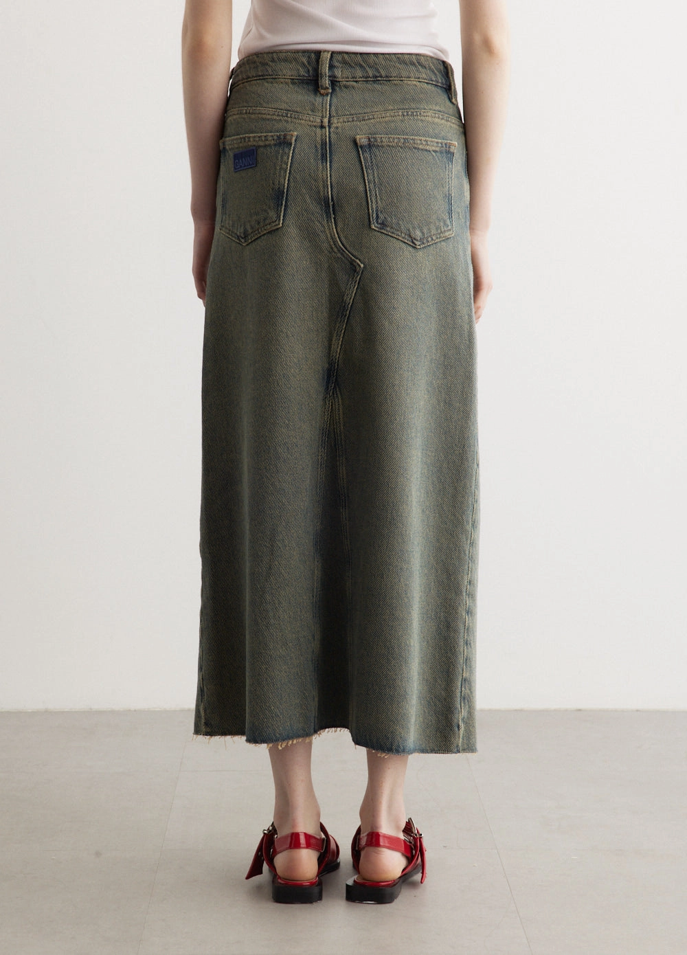 Overdyed Heavy Denim Maxi Skirt Ultra Basic Fit Focus