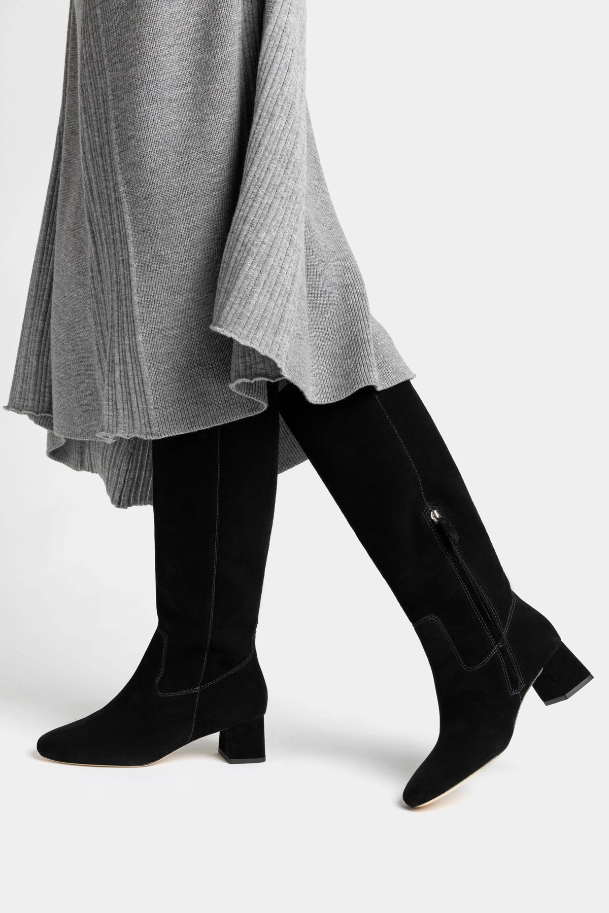 Edie Boot In Black Suede Rubberized Tread Reinforced Form Mountain Climber