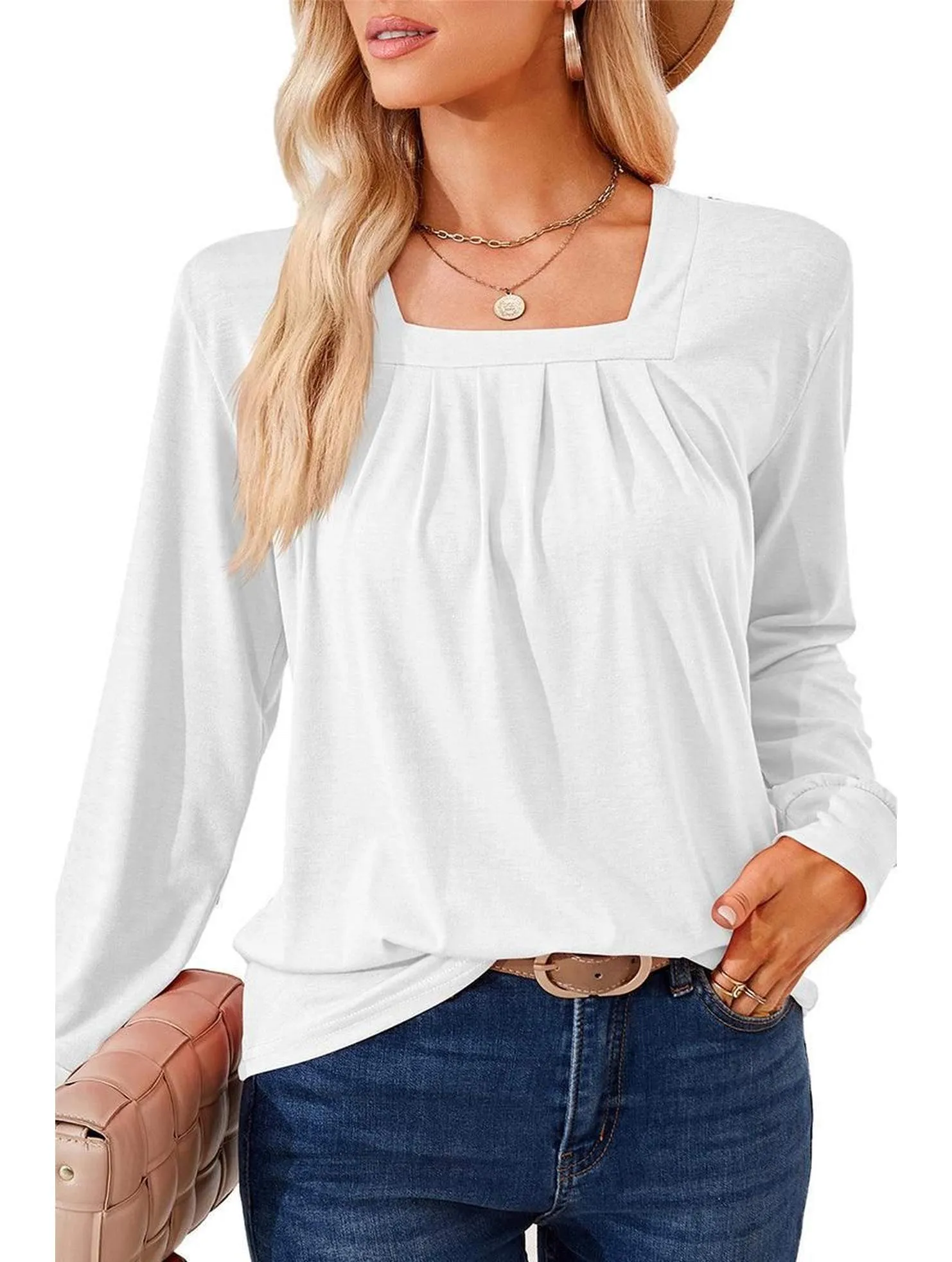 MultiPurposeUtility WOMEN SQUARE NECK FLUTTER LONG SLEEVE TOP