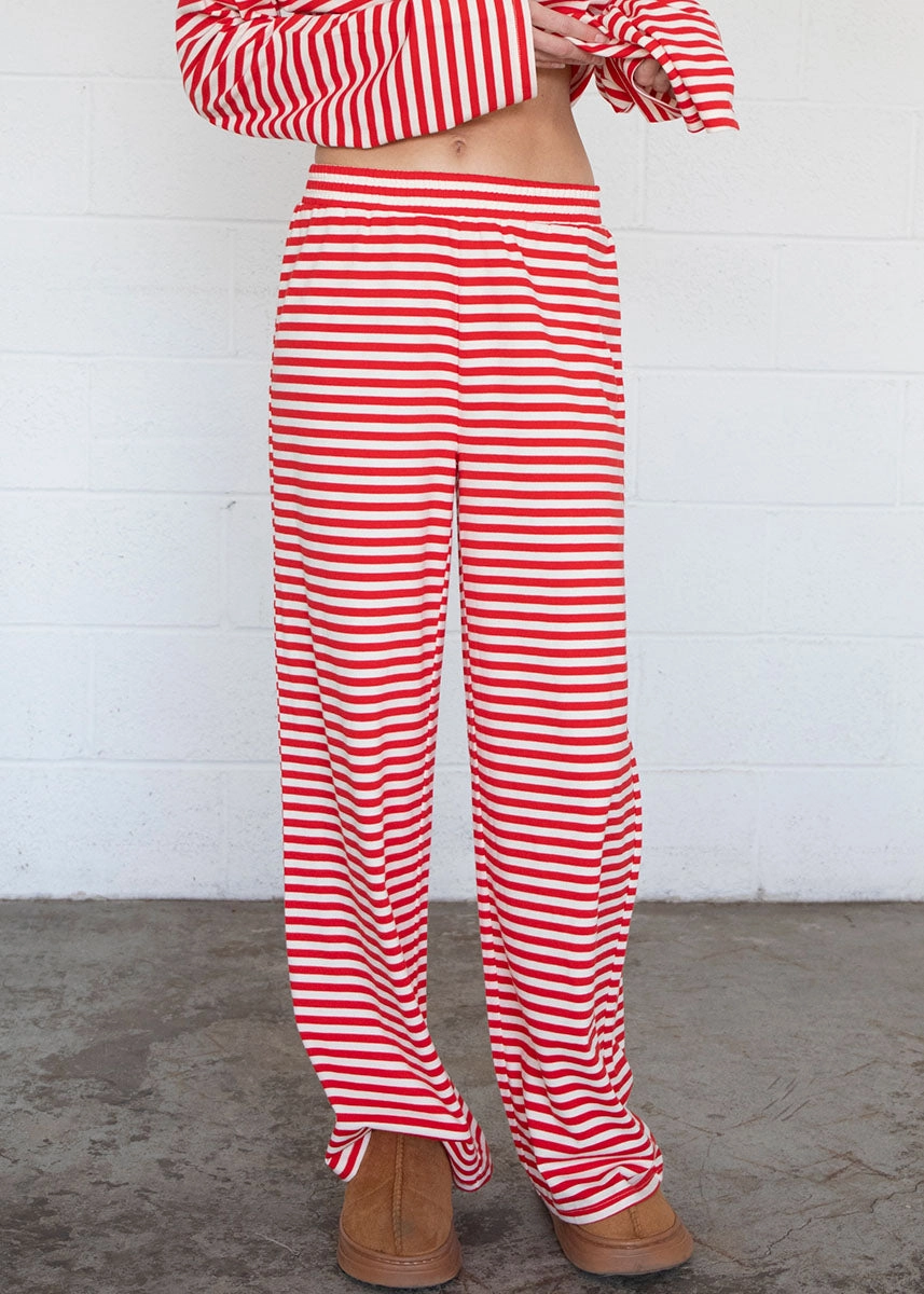 All Day Wear Comfort All Day Comfort Fit Lilou Striped Pants - Red