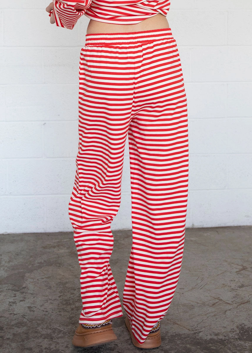 Layering Essential Relaxed Comfort Look Lilou Striped Pants - Red