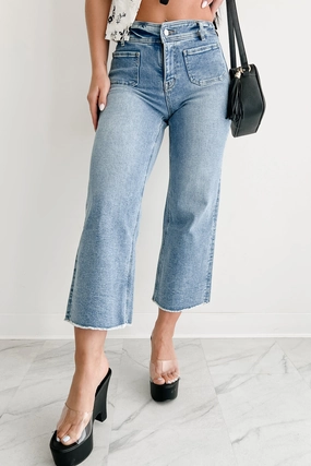 Minimal Aesthetic City Approved Louisa Wide Cropped Mica Denim Jeans (Light Wash)