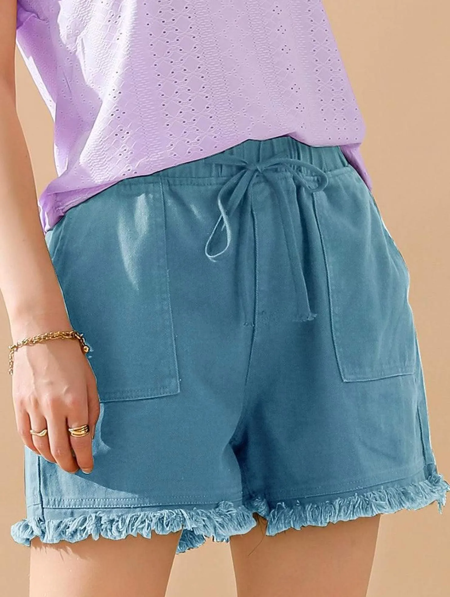 ELASTIC WAIST CASUAL DENIM SHORTS Perfect Movement Full Flex