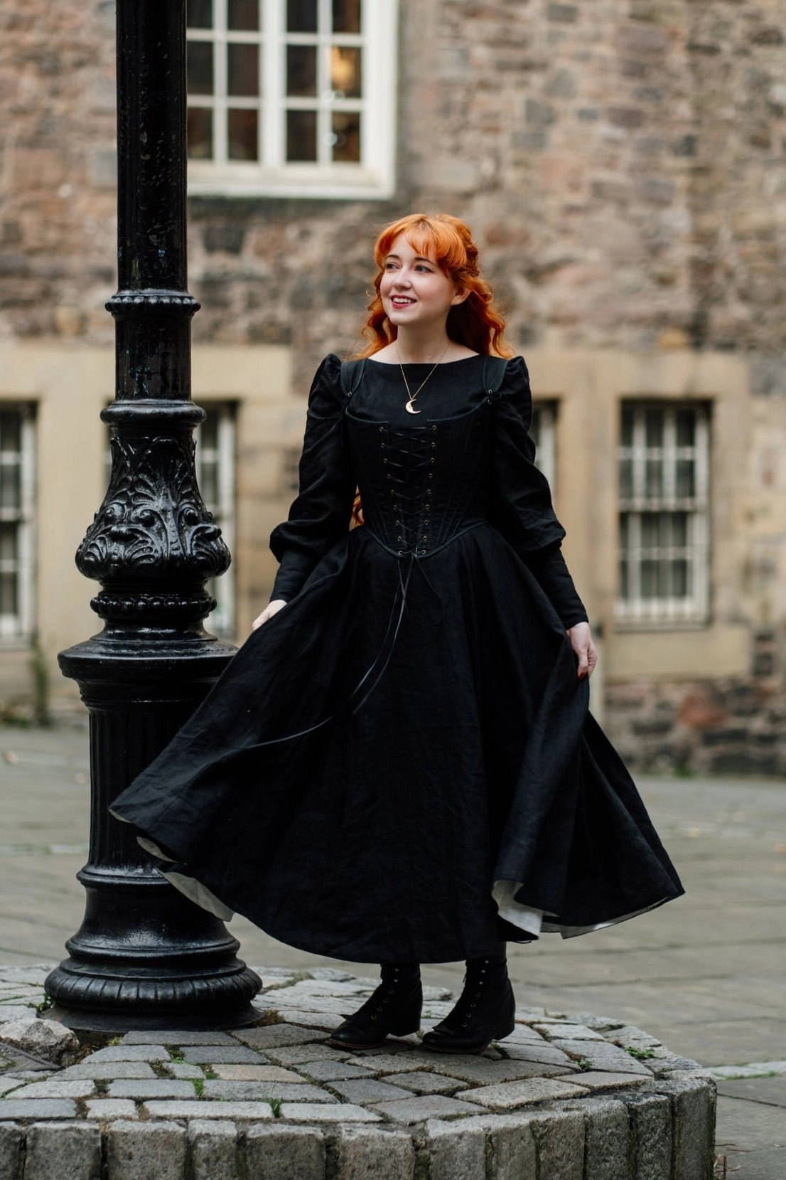 Hawthorn Dress, Long Sleeve Fold-Over-Detail