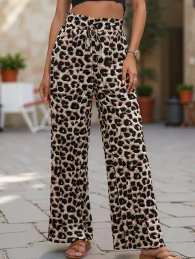 Cozy Look Fashionable Look Personalized leopard print wide-leg pants