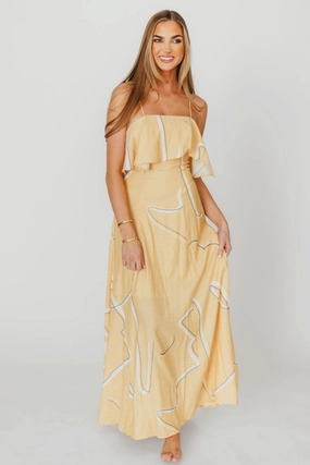 Feminine full-length gown Soul Warm Lark Ruffle Detail Maxi Dress in Mango