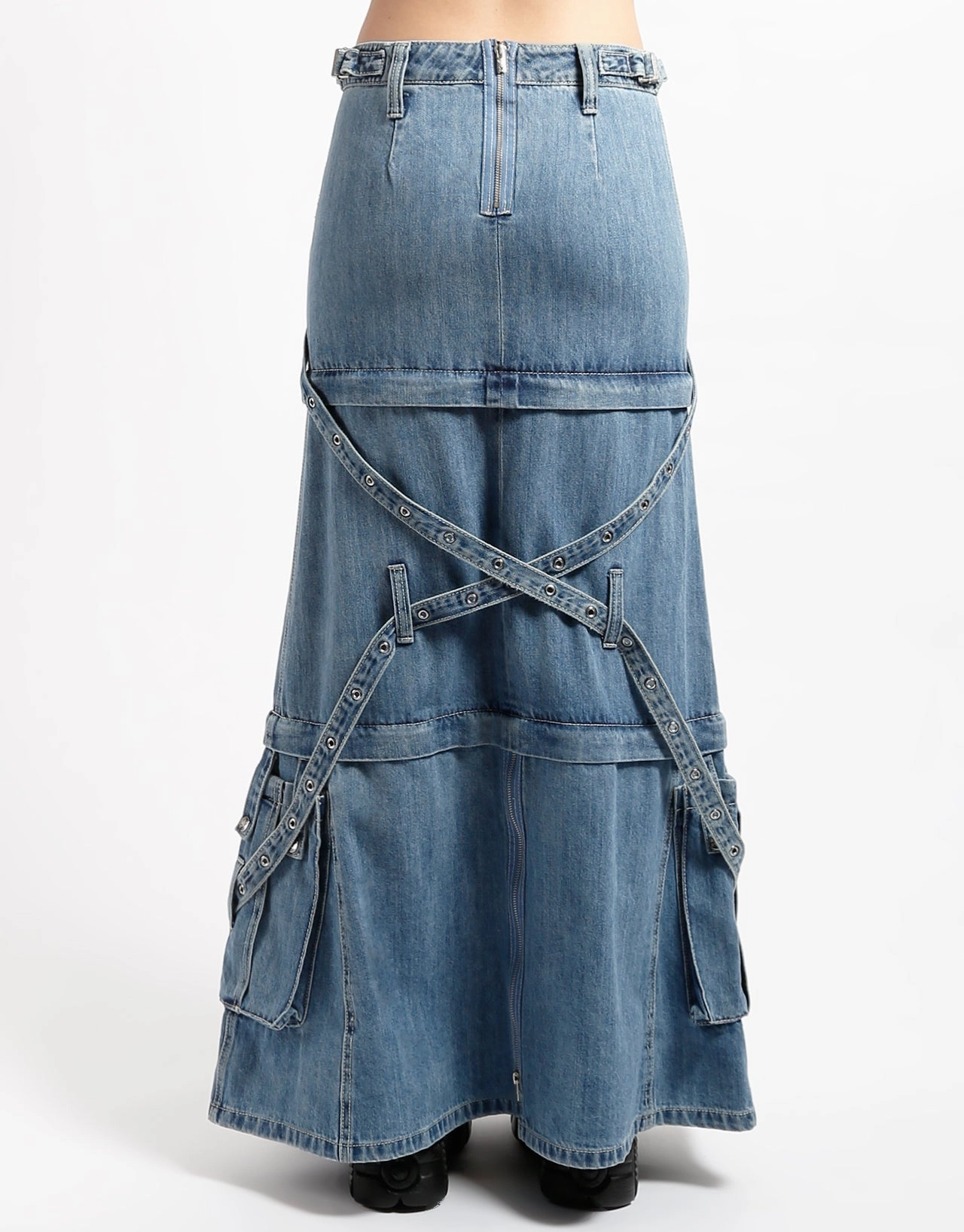 TRIPLE ZIP OFF SKIRT LIGHT DENIM Breathable Fit Work Ready