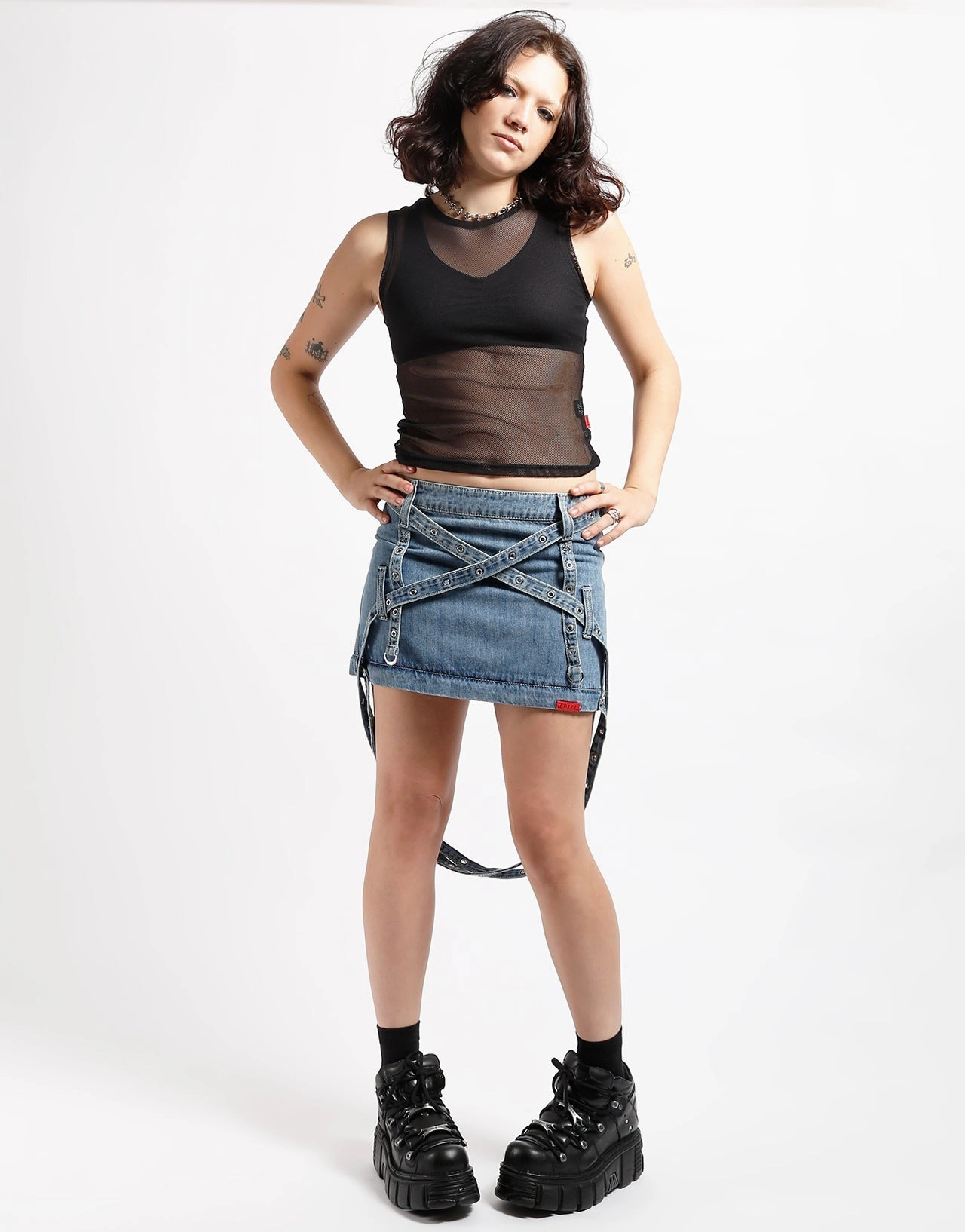 Sporty Function TRIPLE ZIP OFF SKIRT LIGHT DENIM