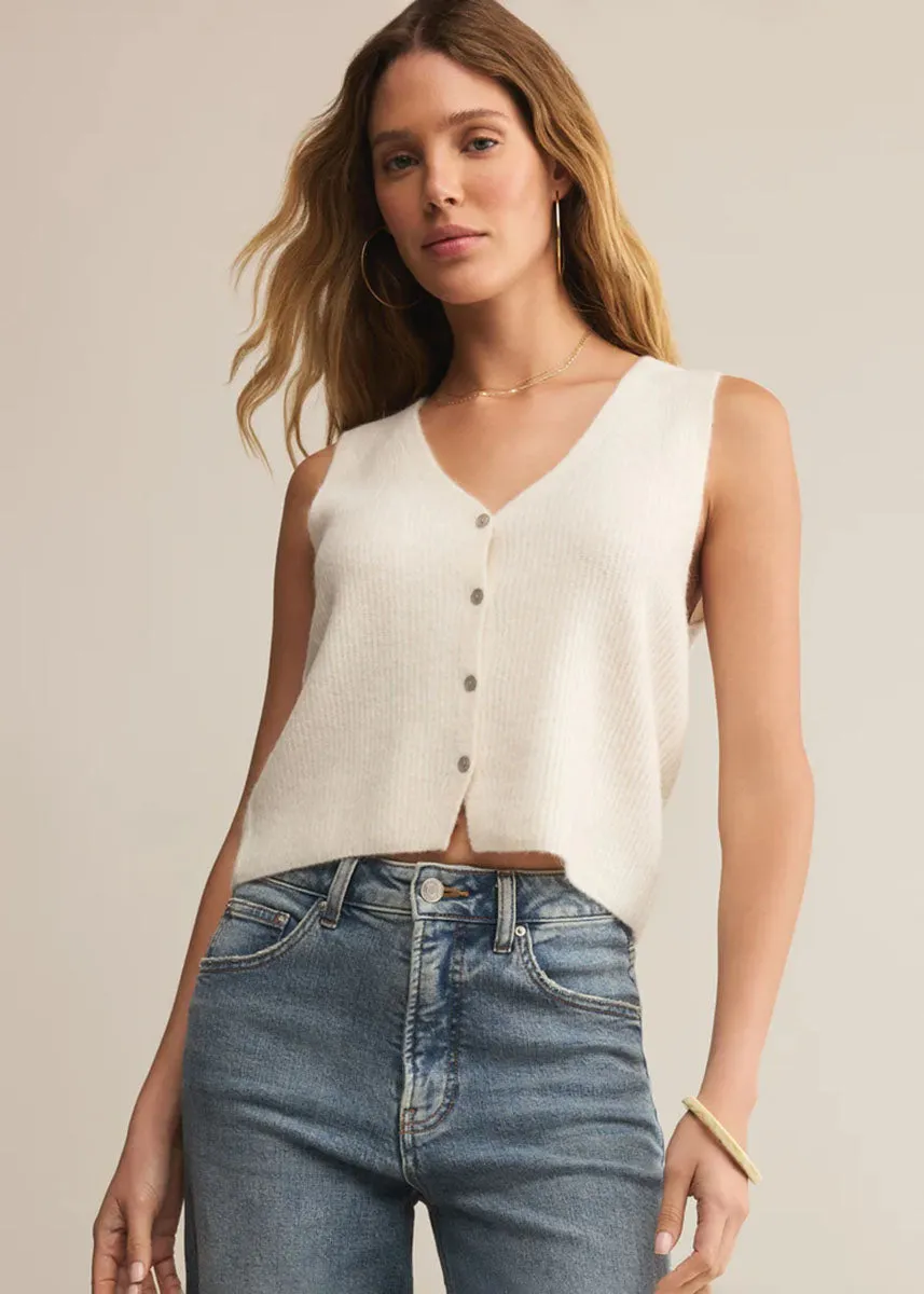 Bryce Sweater Vest - Crystal Sleek Knit Soft Interior