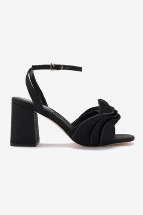 Water Friendly Construction Selena Ruffle Sandal In Black Raffia
