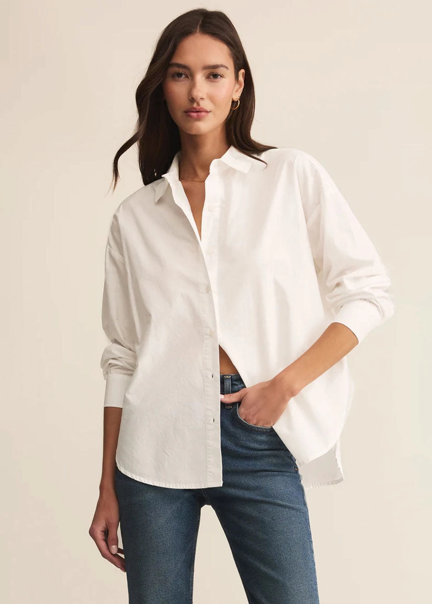 Elevated Poplin Shirt - White Layered Ventilation Zones DropShoulder