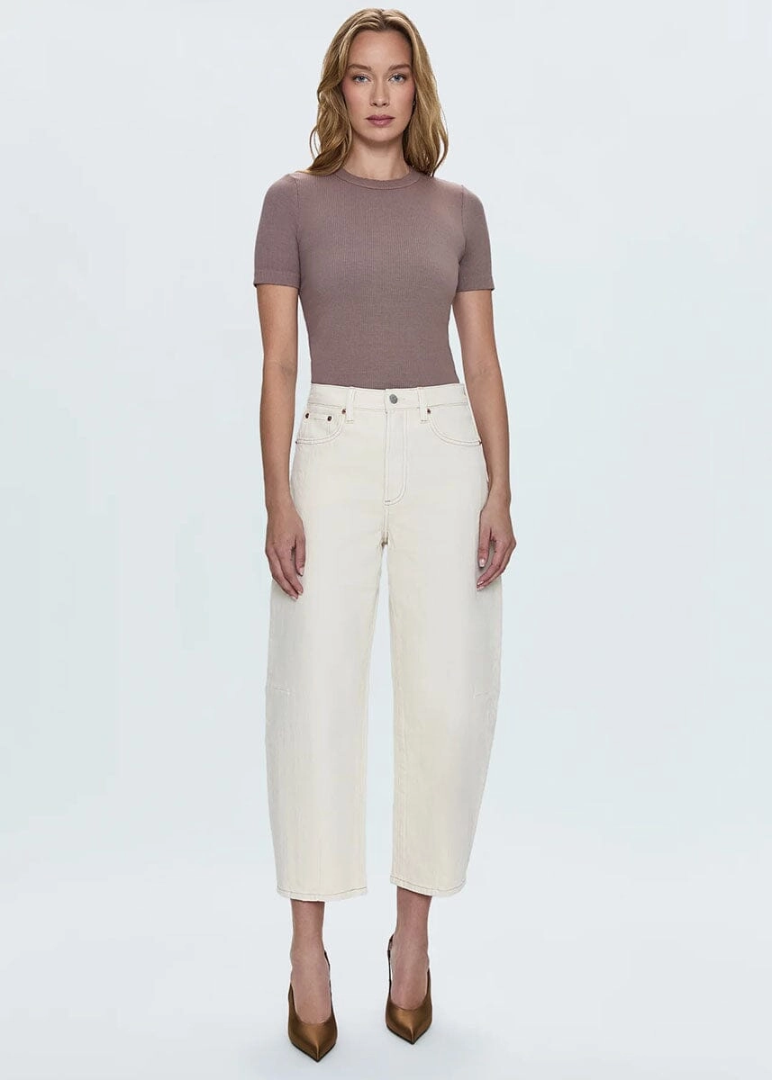 Cozy Wear Eli High-Rise Arched Leg Jean - Ecru