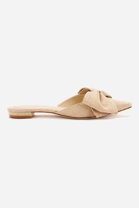 Elle Flat Mule In Beige Raffia Roof View
